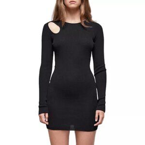 The Kooples Women's Asymetric Lingerie Cutout Knit Dress Black 0 (US XS)  6296